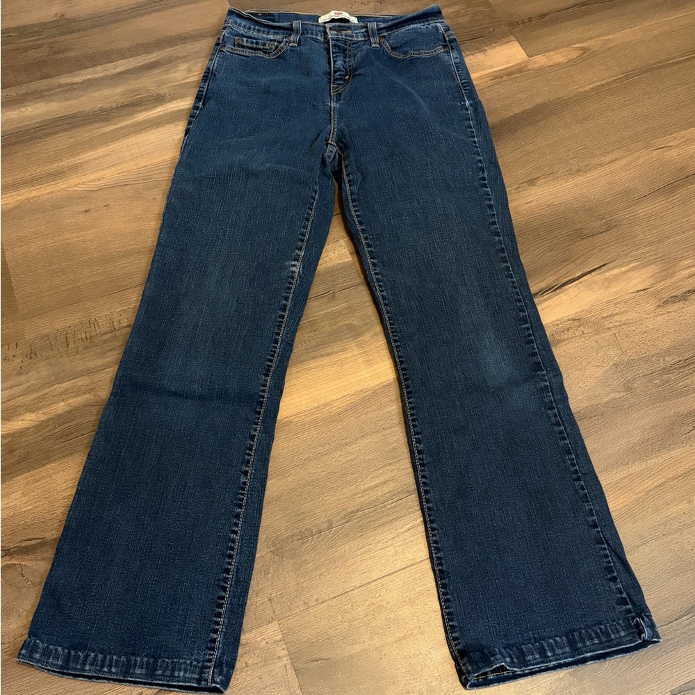 Womens Dark Blue Levi’s Perfectly Slimming 512 Bootcut Wide Leg Jeans Size 8M